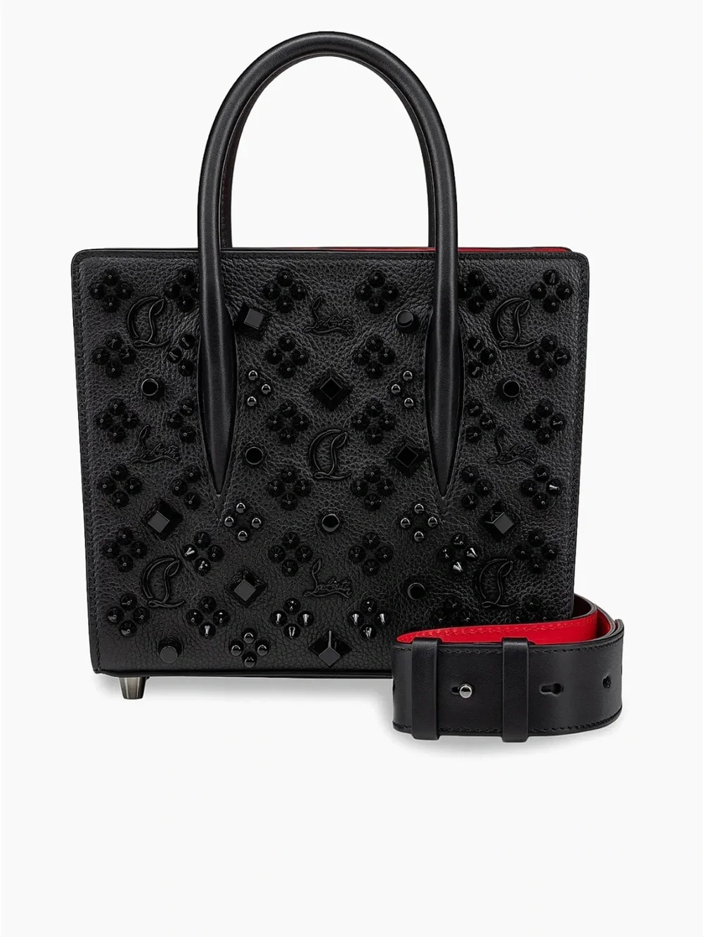 New Black Studded Leather Mini Paloma Tote with Removable Strap - Picture 9 of 12